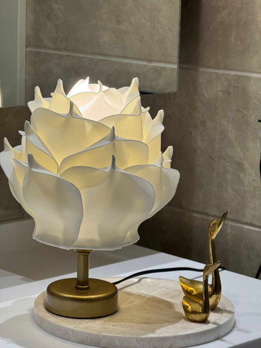Opviq Lámpara de mesa Eva Blanco y Oro Antiguo